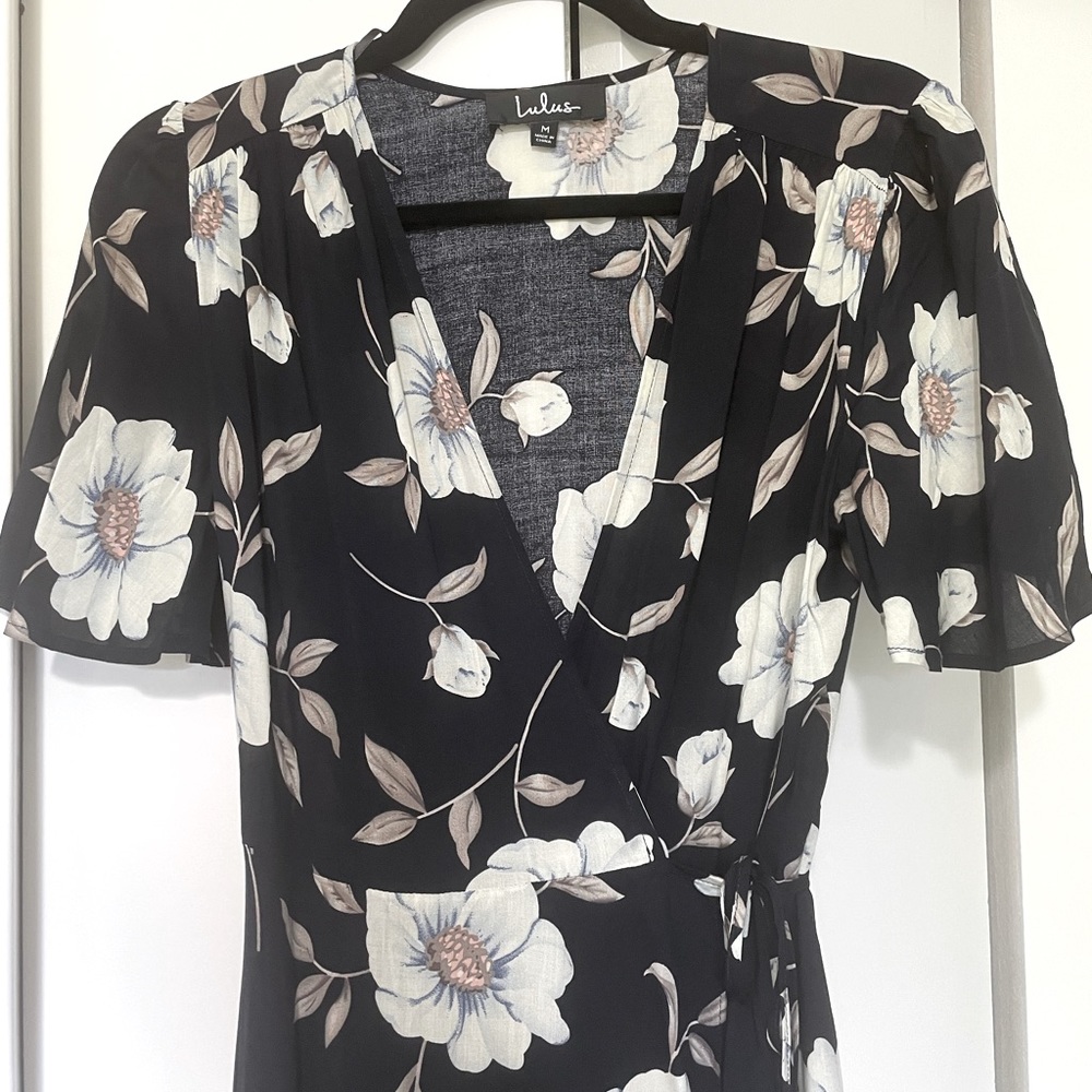 Lulu’s Navy Floral Wrap Dress